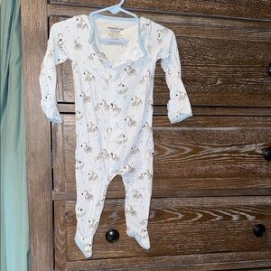 Magnetic Me Light Blue and White Animal Print Footie